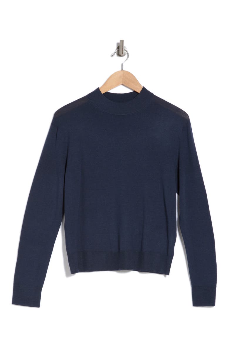 Mock Neck Wool Blend Pullover Sweater, Alternate, color, AQUA STONE