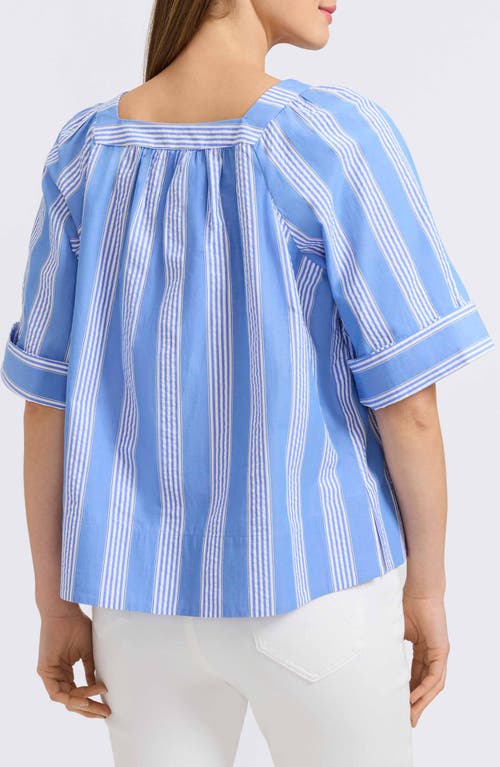 Foxcroft Violet Stripe Cotton Top In Blue Multi