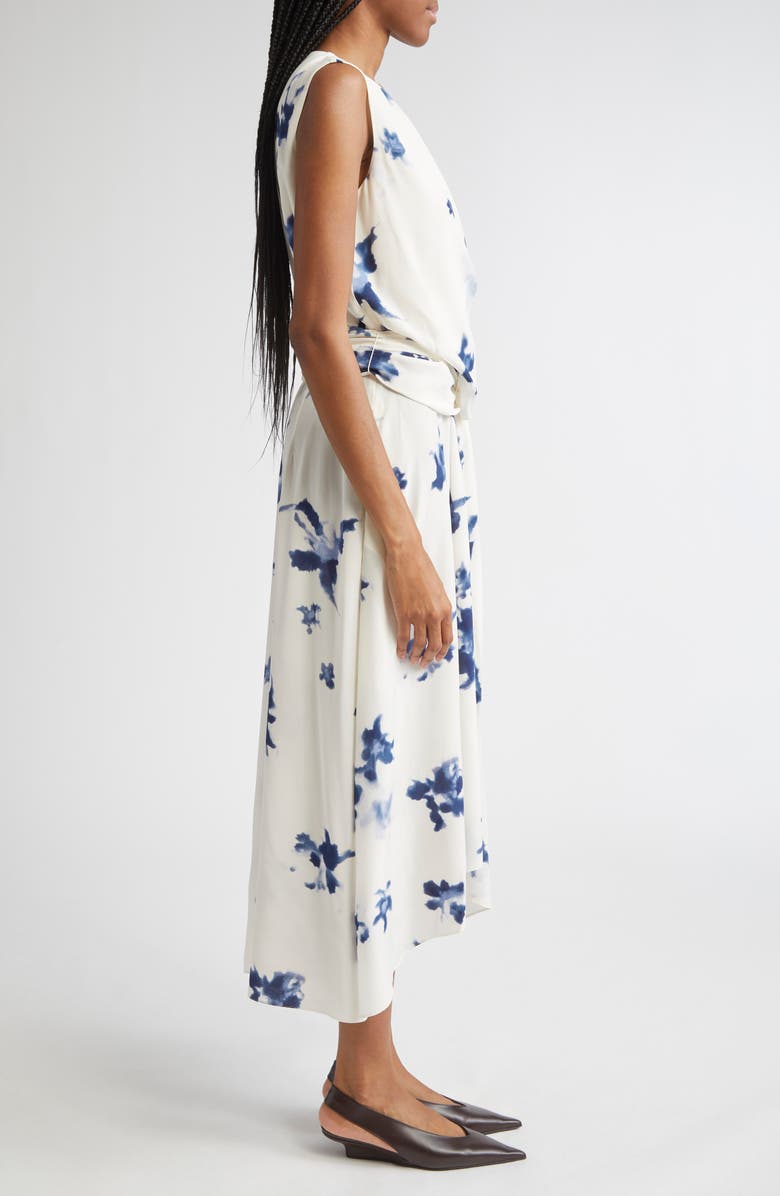 Altuzarra Penny Floral Print Silk High-Low Maxi Dress, Alternate, color, Berry Blue Flowers