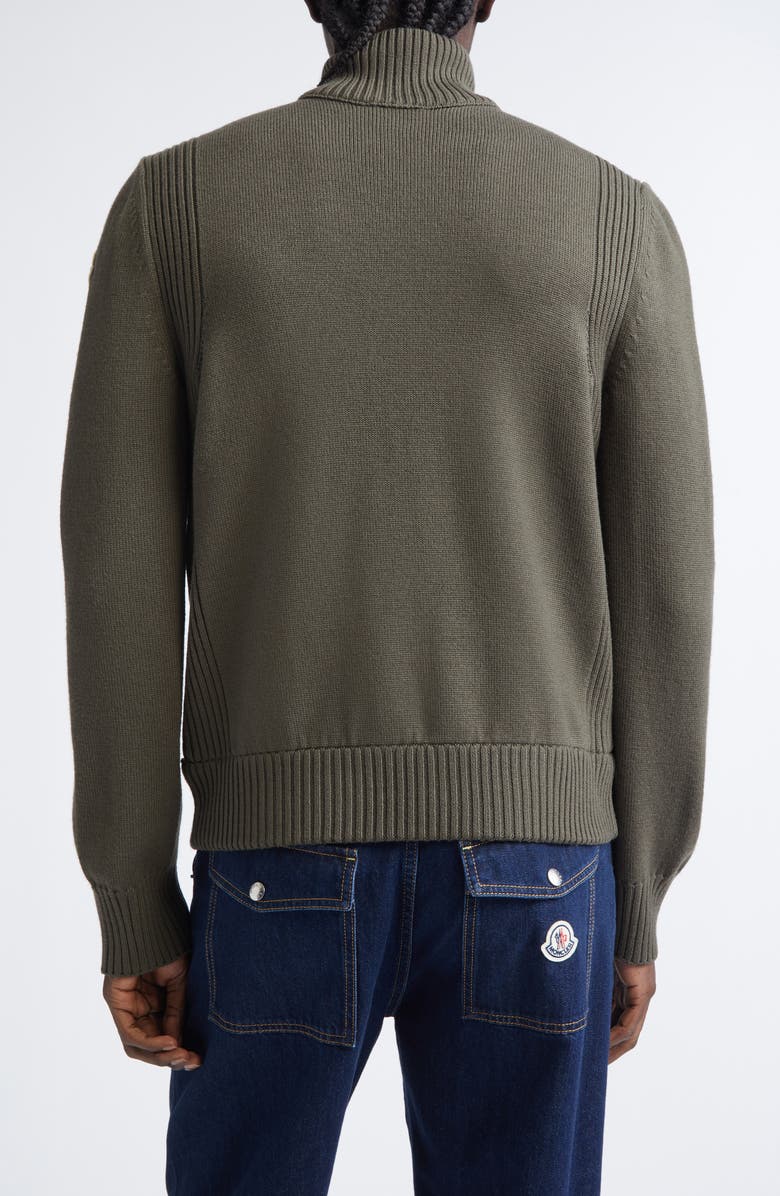 Moncler Quilted Down & Virgin Wool Cardigan, Alternate, color, Backwoods