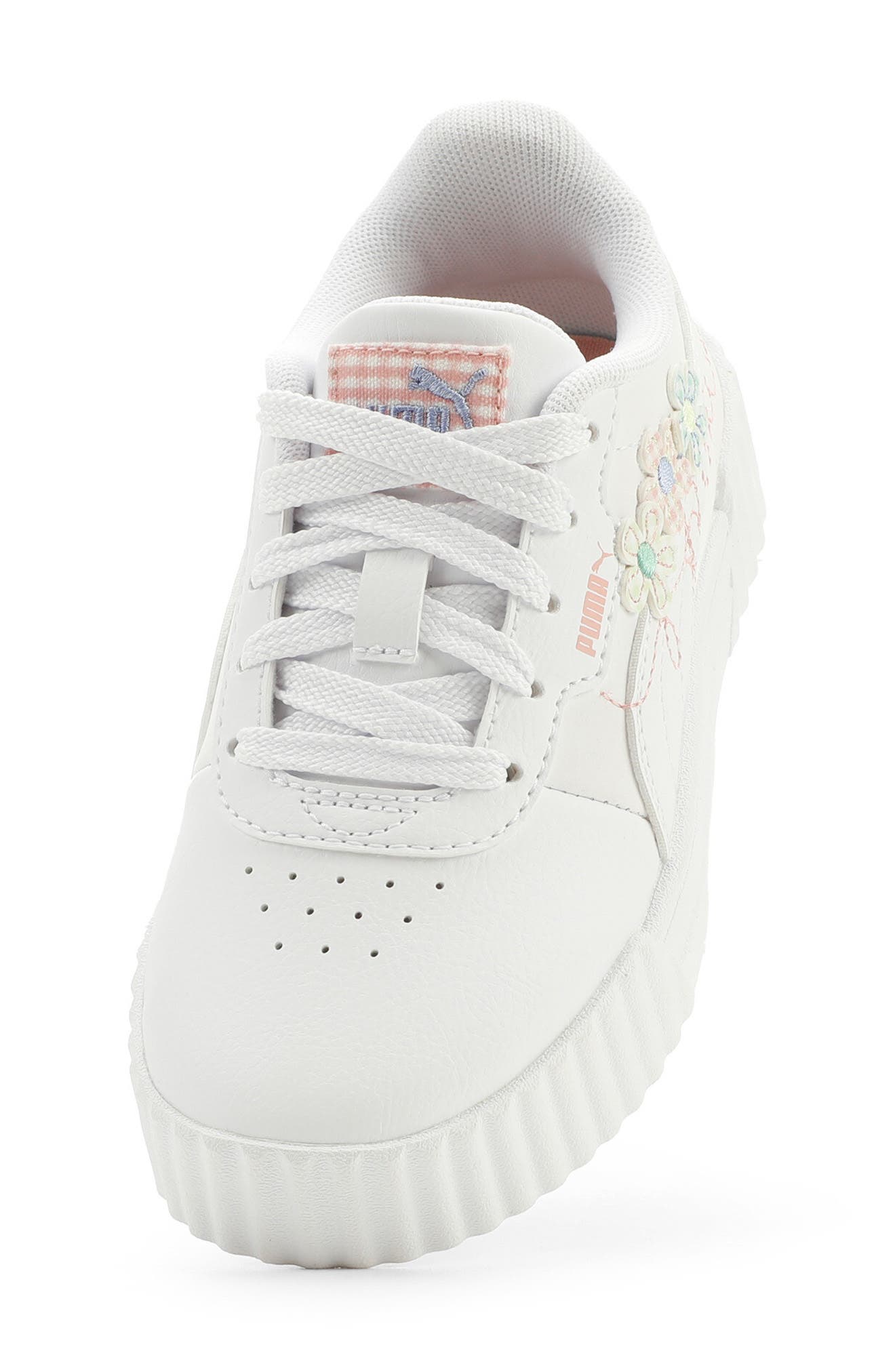 PUMA Kids' Carina 3.0 Crafty Floral Low Top Sneaker, Alternate, color, Puma White/ Rosy/ Lavender