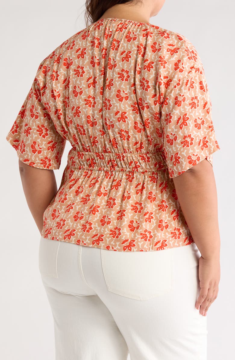 Joie Renae Short Sleeve Peplum Top, Alternate, color, Vibrant Red Multi