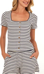 Threads 4 Thought Jamila Stripe Smocked Square Neck Top