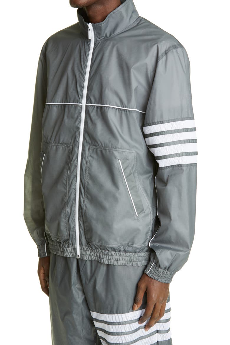 Oversize Zip Front Track Jacket, Alternate, color, SILVER