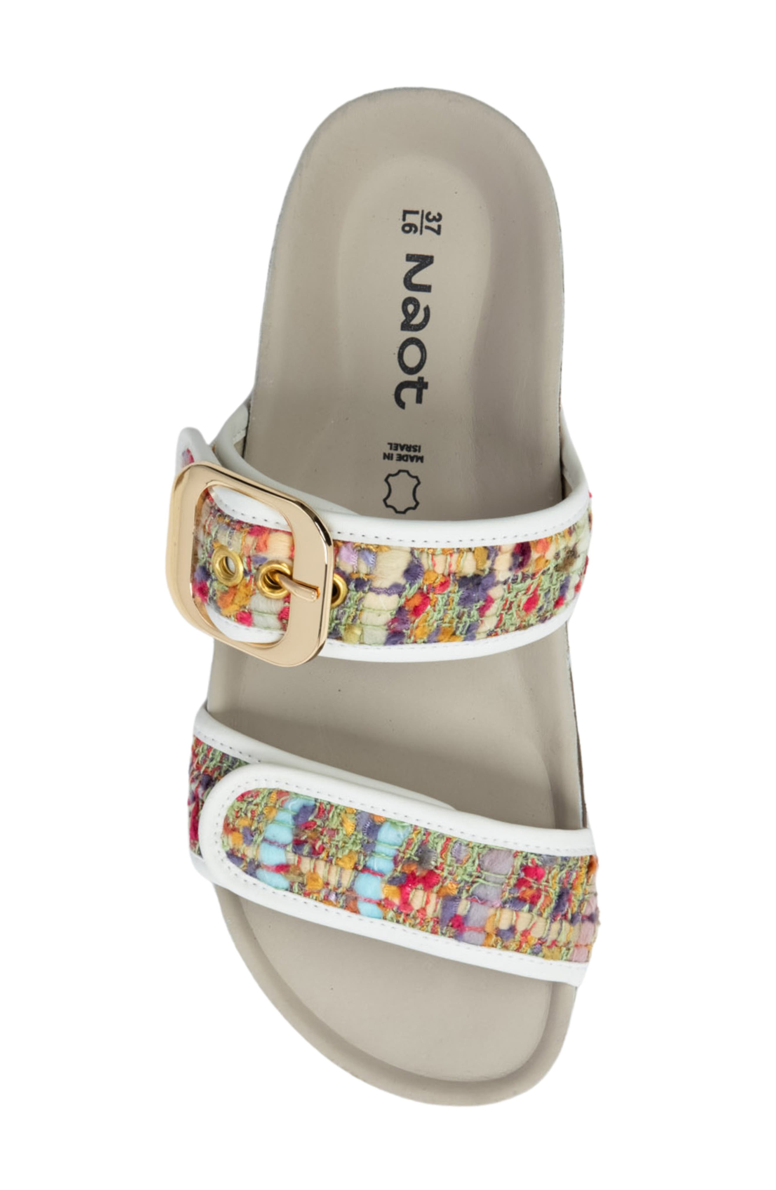 Nashville Double Band Slide Sandal, Alternate, color, PINK MARIGOLD WHITE LEATHER