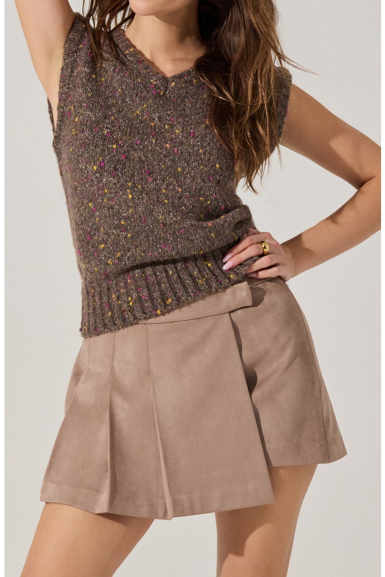 Theodora Faux Suede Miniskirt, Alternate, color, TAUPE
