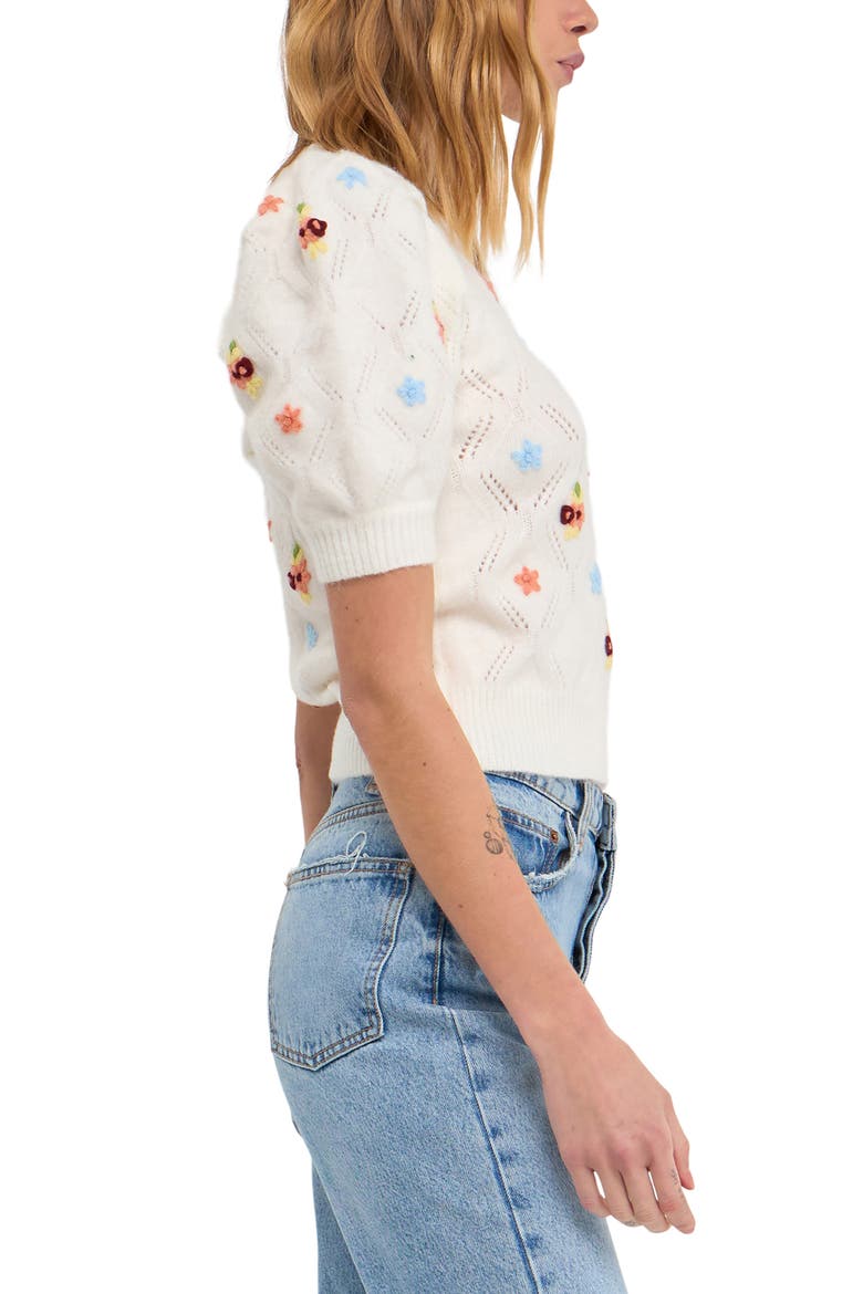 Floral Embroidery Sweater, Alternate, color, CREAM