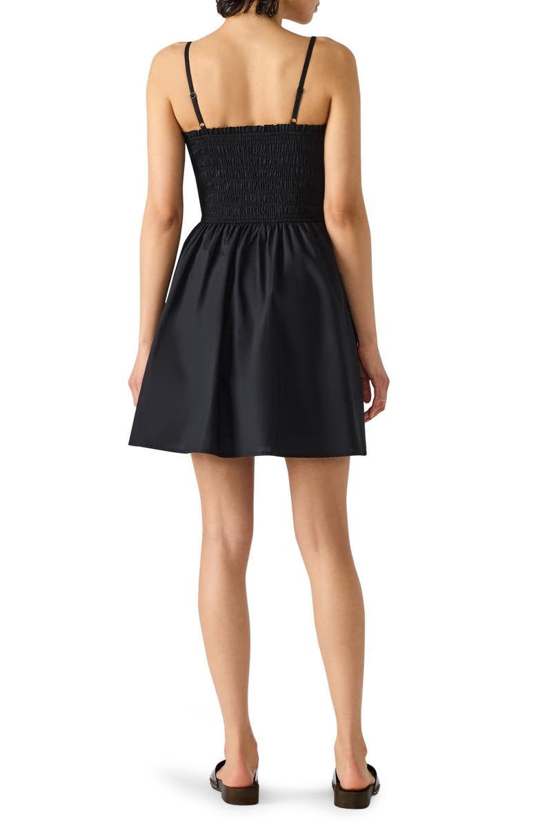 Steve Madden Lotty Smocked Fit & Flare Minidress, Alternate, color, Black