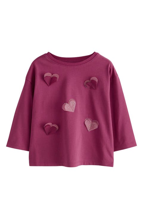 Kids' Sparkle Heart Appliqué Cotton Top (Toddler & Little Kid)