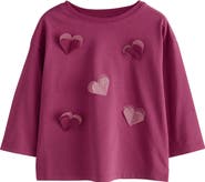 NEXT Kids' Sparkle Heart Appliqué Cotton Top