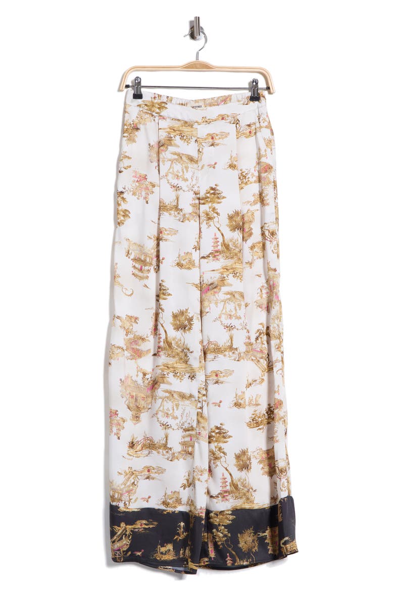 Tavia Wide Leg Silk Pants, Alternate, color, ECRU MULTI CHINOISERIE