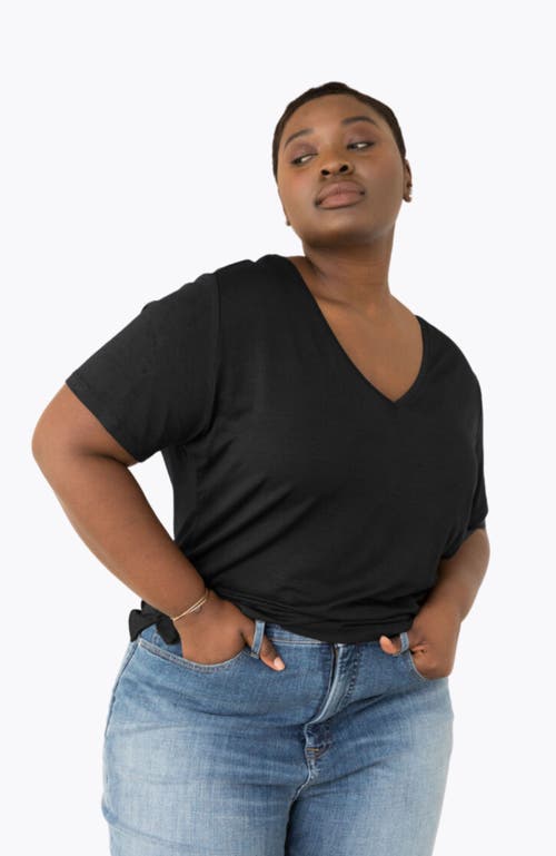 Able Meghan Drapey V-neck Tee In Black