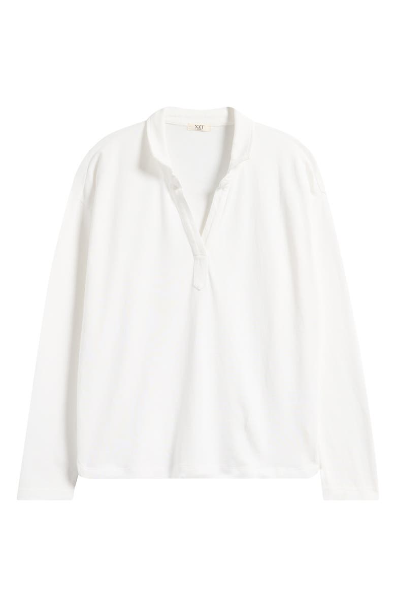 NZT by NIC+ZOE Easy Long Sleeve Cotton Polo, Alternate, color, Paper White