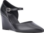 Aquatalia Penelopy Ankle Strap Weatherproof Pointed Toe Wedge Pump