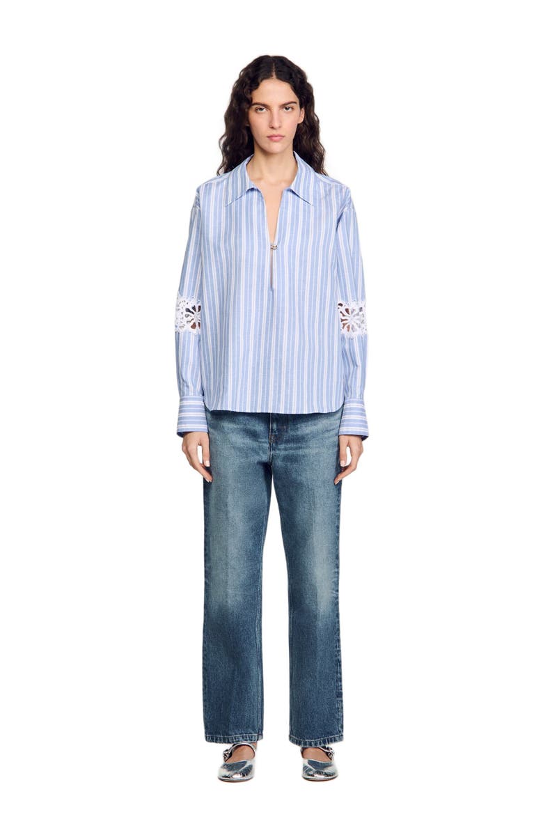 SANDRO Striped shirt, Alternate, color, Blu / White