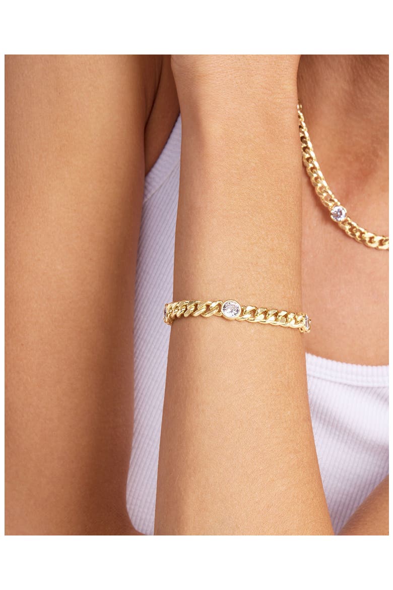 Julian Loves Cubic Zirconia Chain Bracelet, Alternate, color, GOLD-WHITE