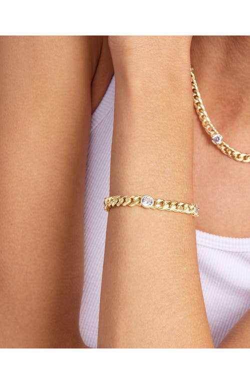 Melinda Maria Julian Loves Cubic Zirconia Chain Bracelet In Goldhite