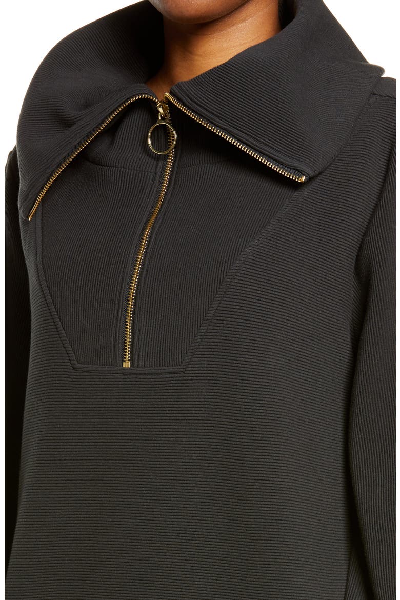 Vine Ottoman Half Zip Pullover, Alternate, color, BLACK