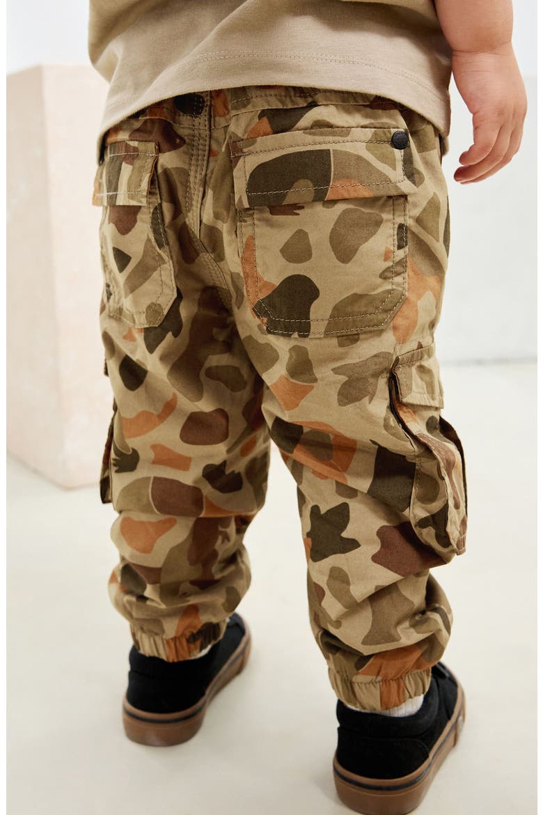 Kids' Dinosaur Camo Cotton Cargo Pants, Alternate, color, BROWN MULTI