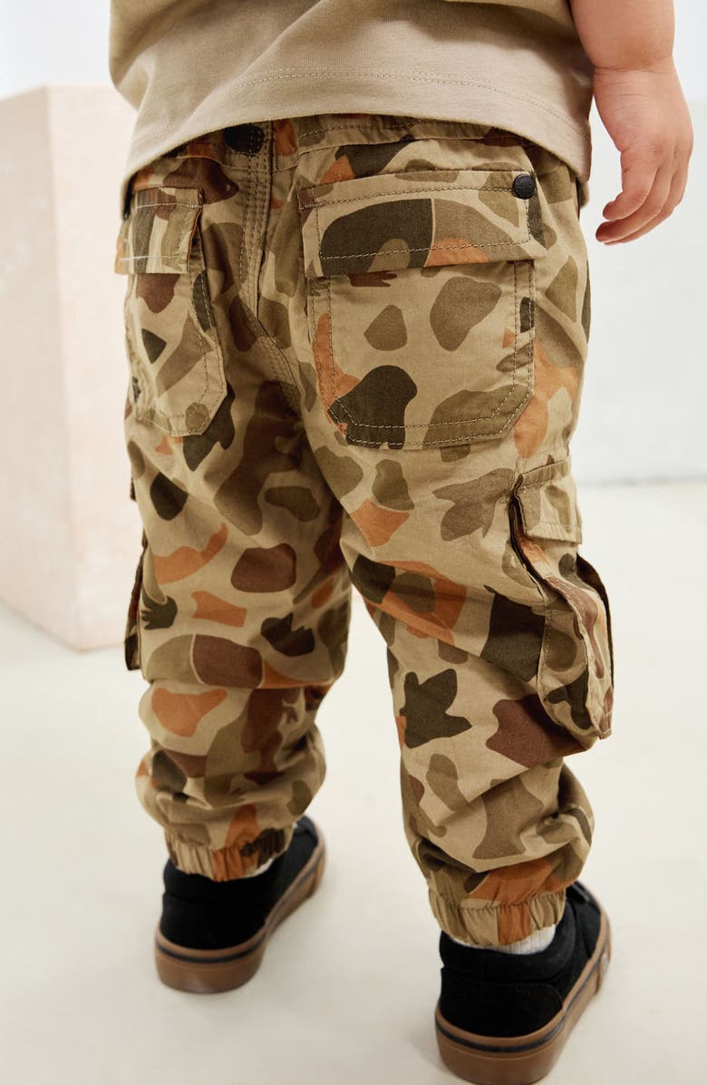 NEXT Kids' Dinosaur Camo Cotton Cargo Pants, Alternate, color, Brown Multi