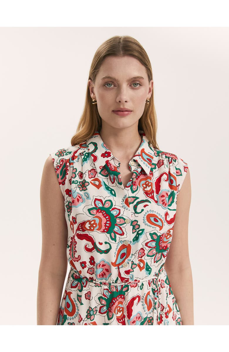 Finery London Alida Floral Midi Shirt Dress, Alternate, color, Ivory Paisley