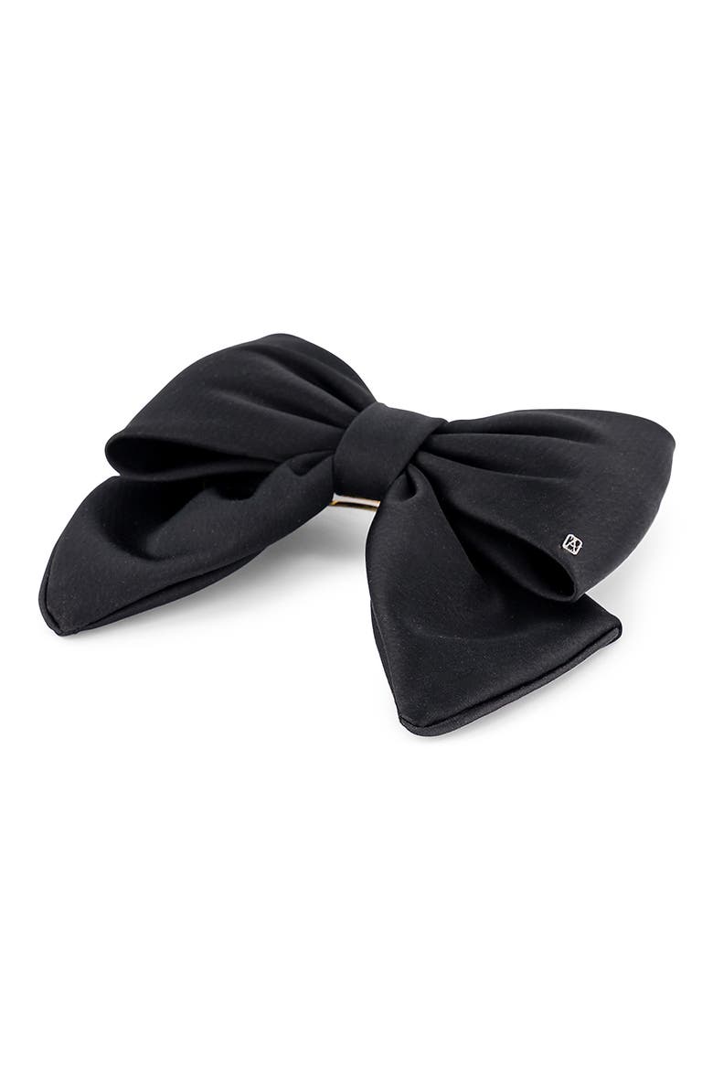 Silk bow barette, Alternate, color, BLACK