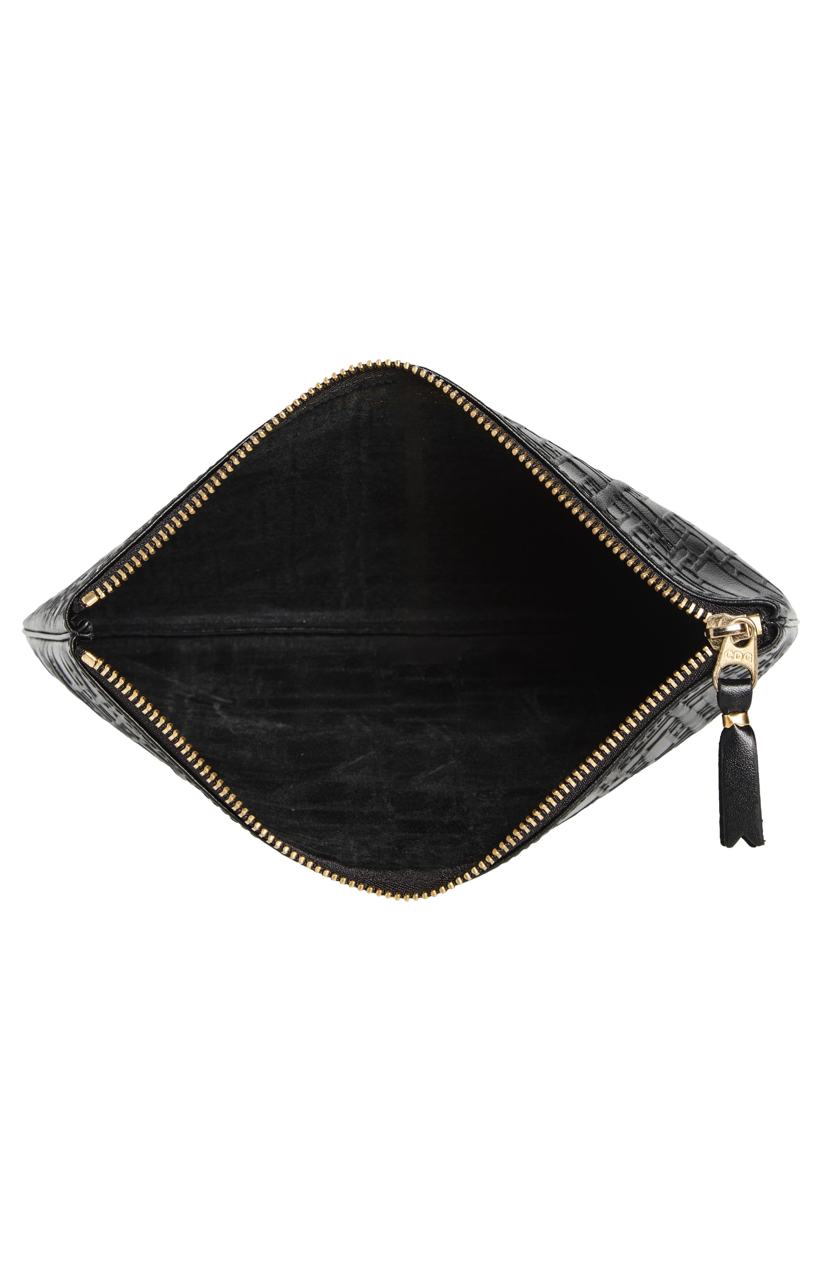 Comme des Garçons Wallets Embossed Logo Leather Pouch, Alternate, color, Black