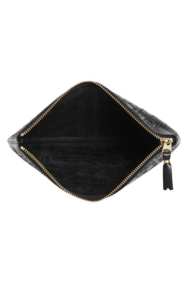 Embossed Logo Leather Pouch, Alternate, color, BLACK