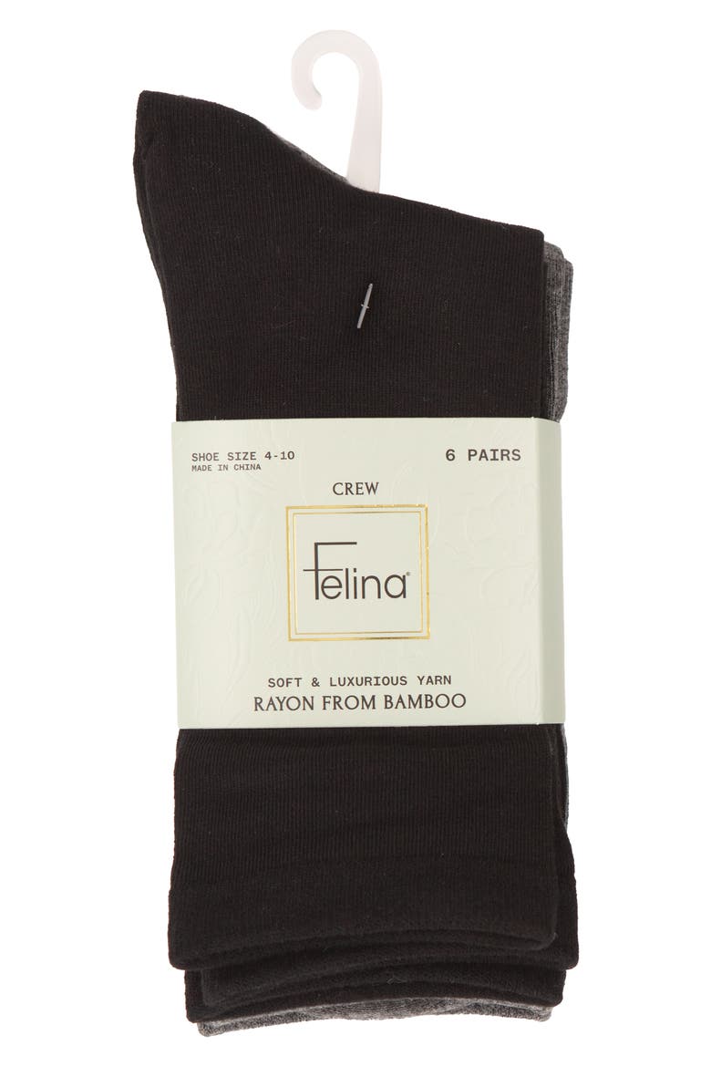 Assorted 6-Pack Soft Crew Socks, Alternate, color, BLACK/ GREY/ WHITE