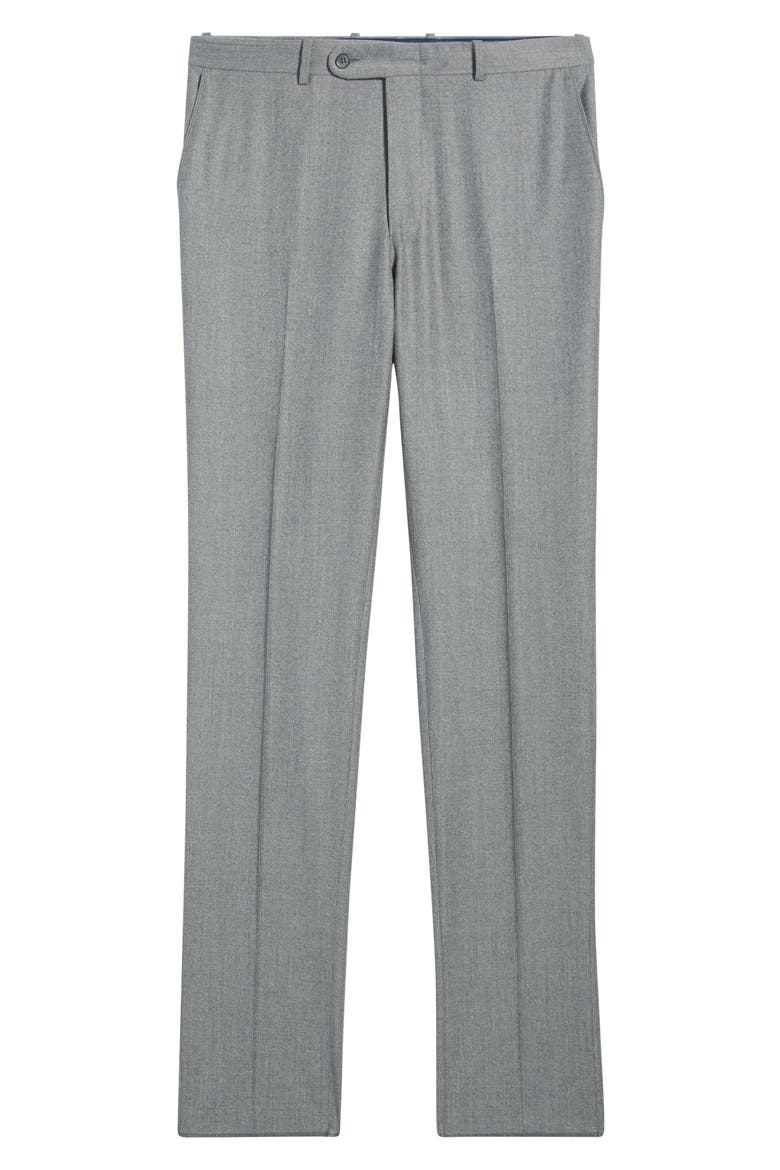 Harker Flat Front Wool & Cashmere Trousers, Alternate, color, LIGHT GREY