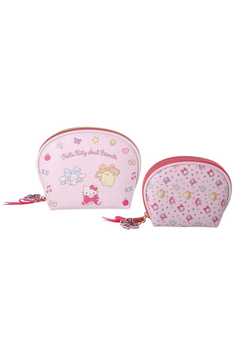 Large and Small Dome Cosmetic Travel Bag Set, Alternate, color, Pink