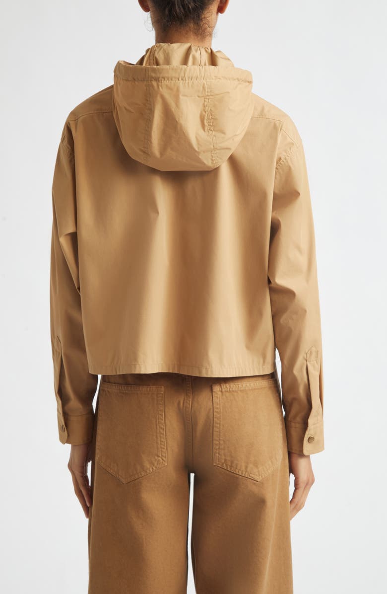 Moncler Hooded Cotton & Nylon Shirt Jacket, Alternate, color, Beige