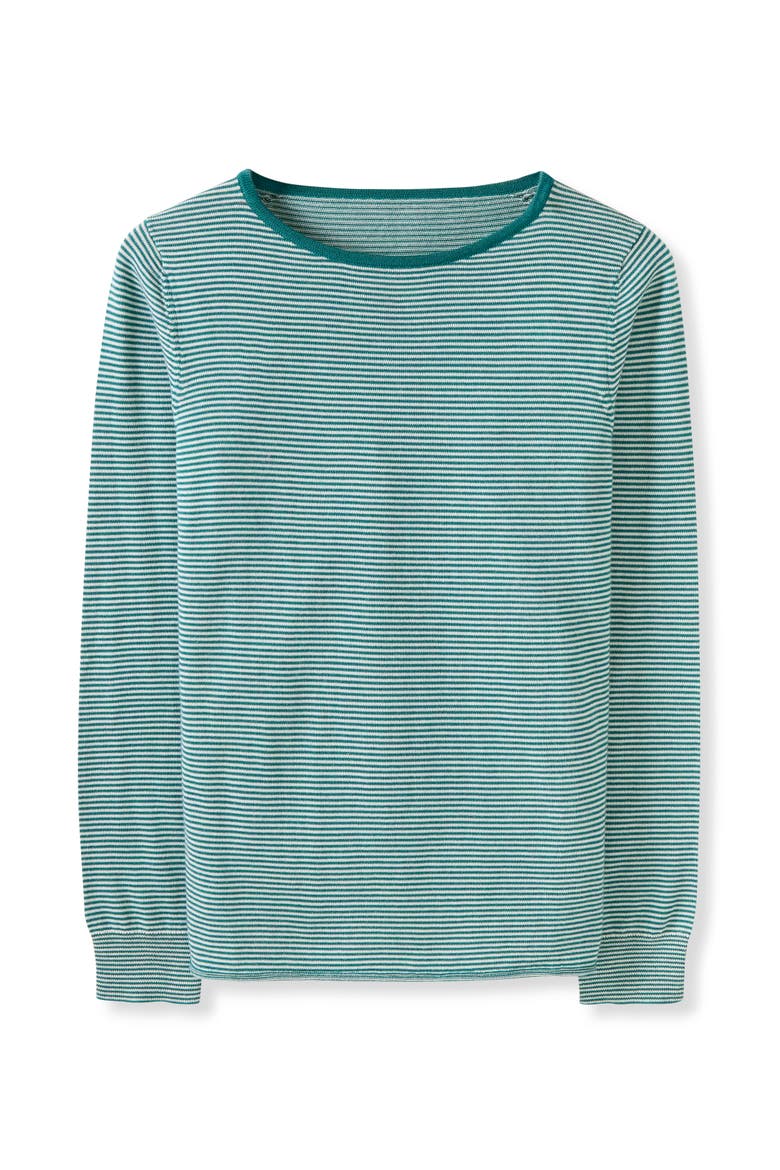 Merino Fine Knit Boat Neck Sweater, Alternate, color, ICELANDIC MICROSTRIPE