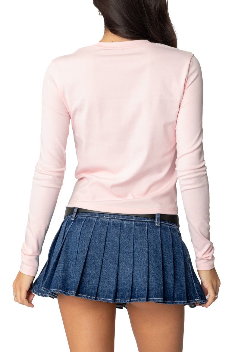 Fawn Bow Embellished Long Sleeve Cotton Graphic T-Shirt, Alternate, color, LIGHT-PINK