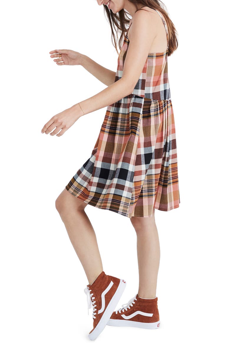 Plaid Babydoll Cami Dress, Alternate, color, DRIED CORAL