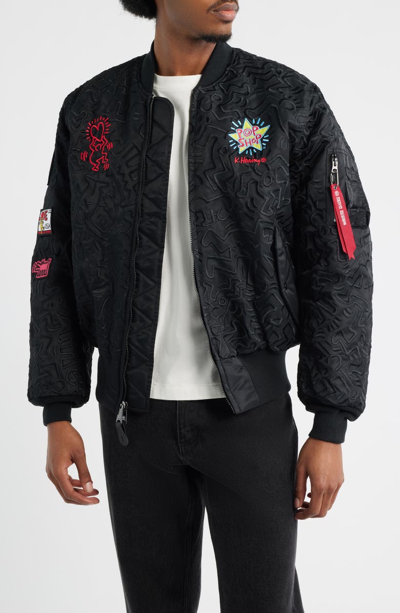 Alpha Industries x Keith Haring MA-1 Embroidered Jacket, Main, color, 
