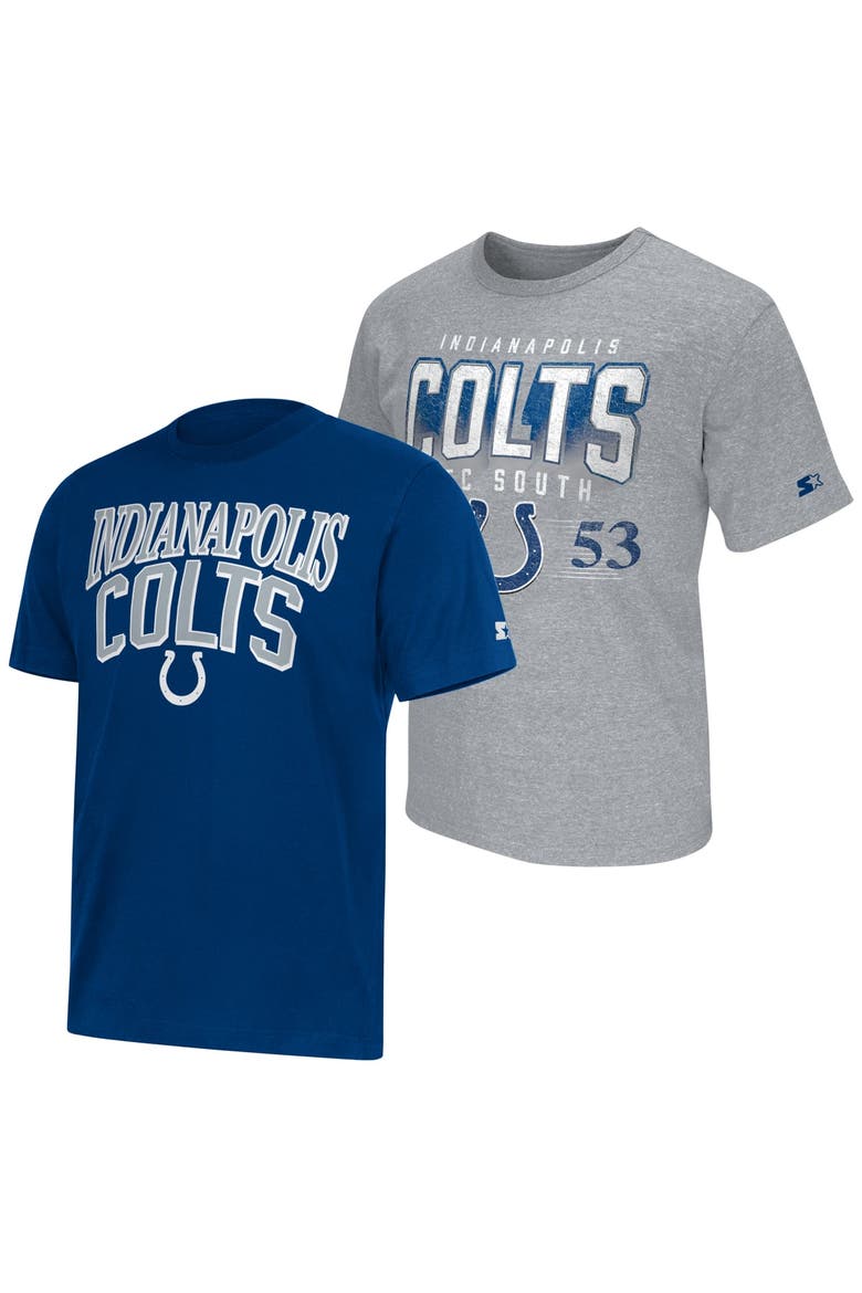 Men's Starter  Royal/Heather Gray Indianapolis Colts Two-Pack Logo T-Shirt Set, Main, color, Royal