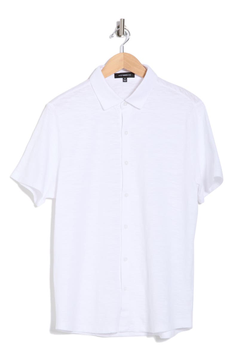WESTZEROONE Forli Short Sleeve Cotton Knit Button-Up Shirt, Alternate, color, 
