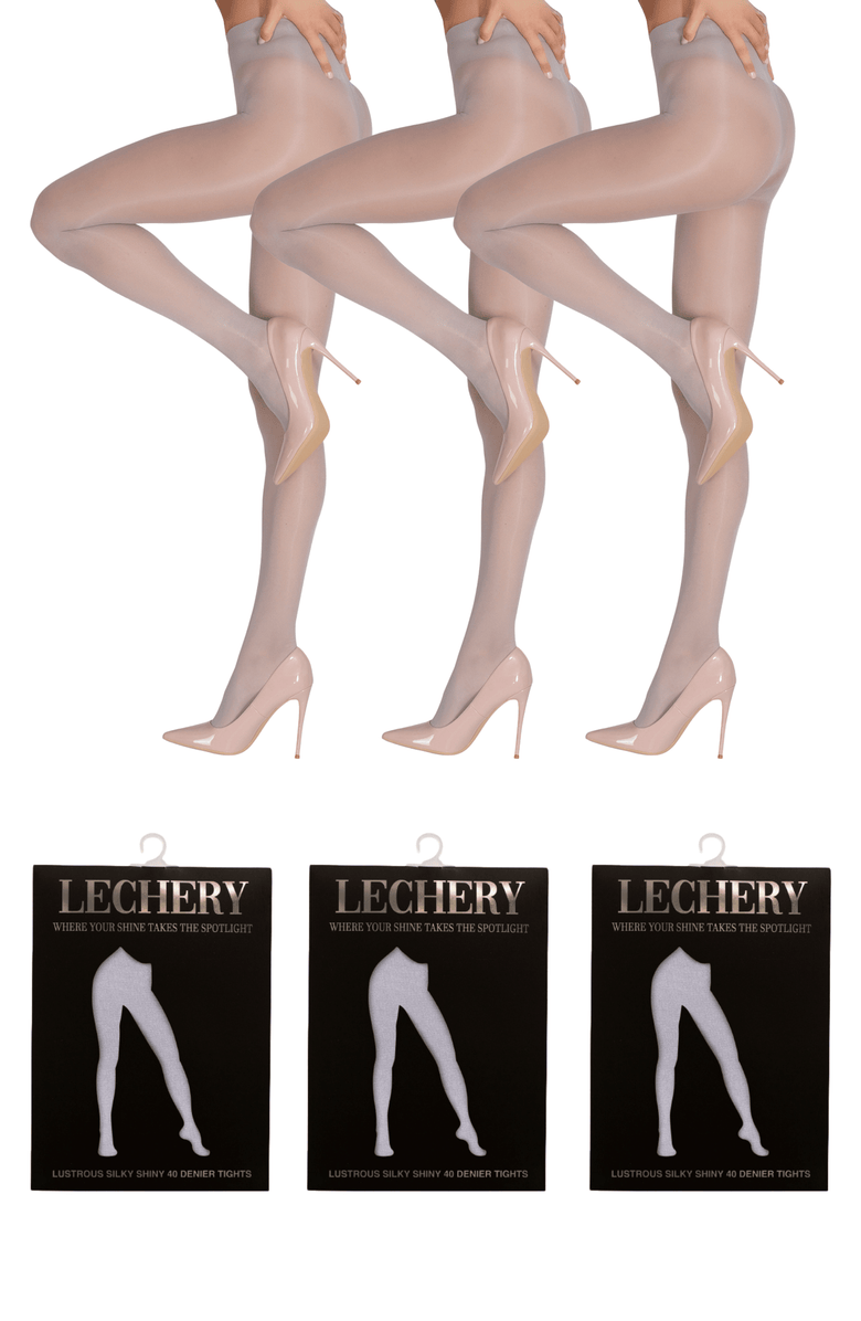 LECHERY<sup>®</sup> 3 Pairs of Glossy Semi-Opaque Tights, Alternate, color, Grey