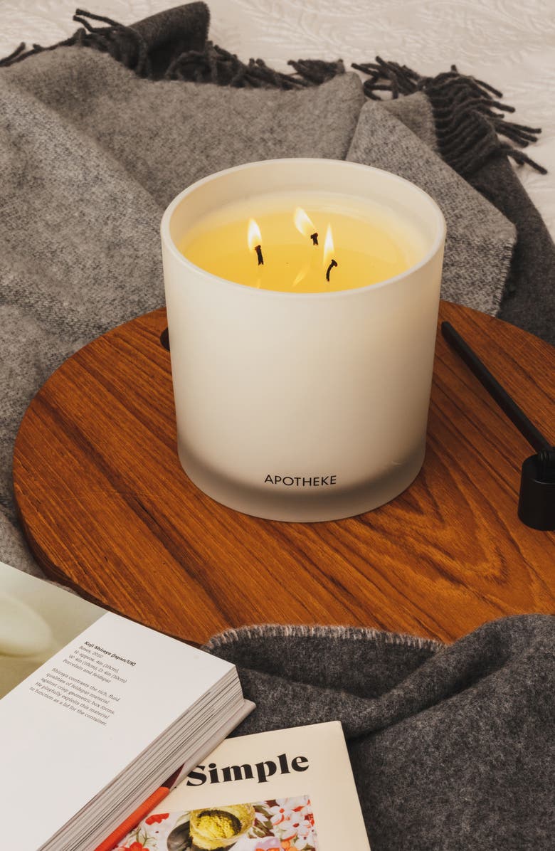 APOTHEKE Amber Woods Three-Wick Scented Candle, Alternate, color, White