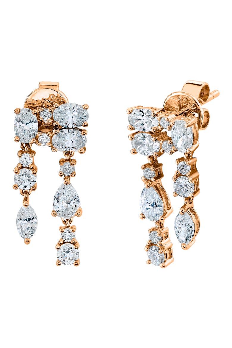 Maya 18k Rose Gold Diamond Drop Earrings, Main, color, 18K ROSE GOLD