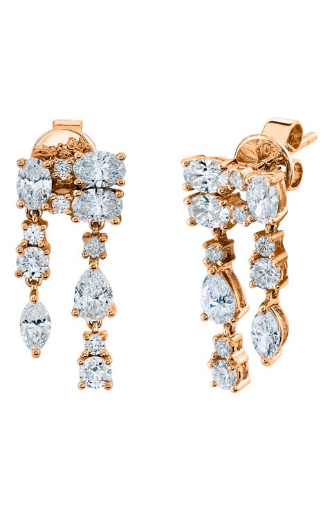 Maya 18k Rose Gold Diamond Drop Earrings