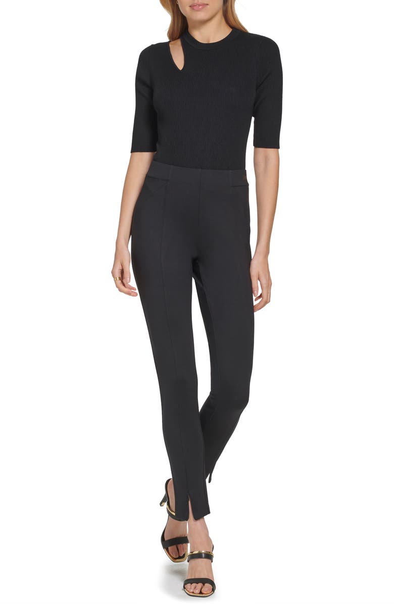 DKNY Front Slip Pull-On Ponte Pants, Alternate, color, 