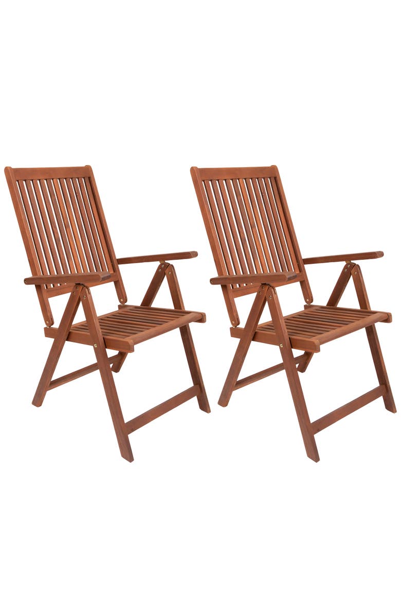 Northlight Set of 2 Acacia Folding Chairs Outdoor Patio Furniture 42", Main, color, Brown