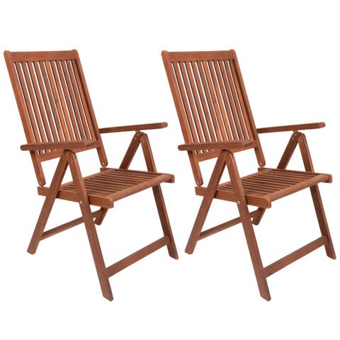 Set of 2 Acacia Folding Chairs Outdoor Patio Furniture 42"