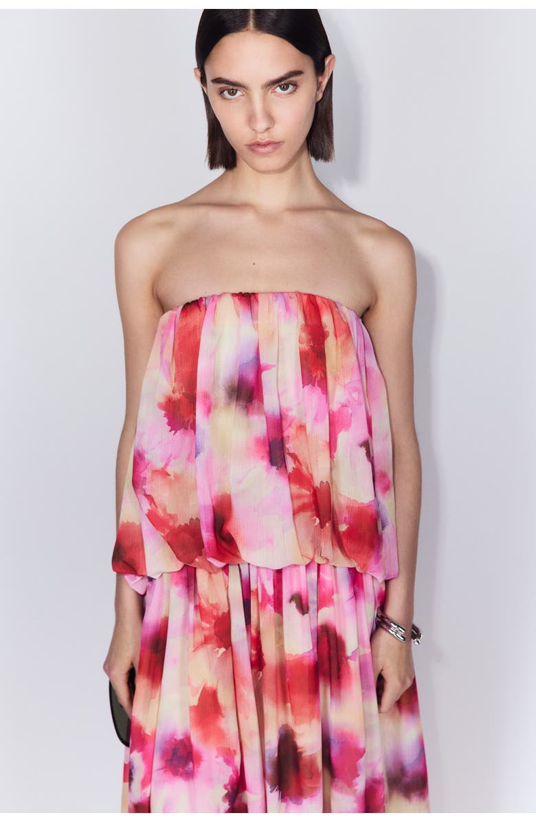 H&M Chiffon Bandeau Dress, Alternate, color, Red/Floral