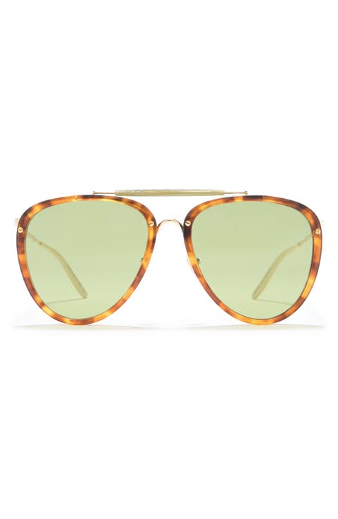 58mm Brow Bar Aviator Sunglasses