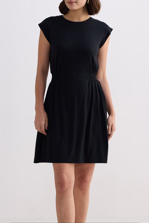 Short Dress With Smocking Side Detail