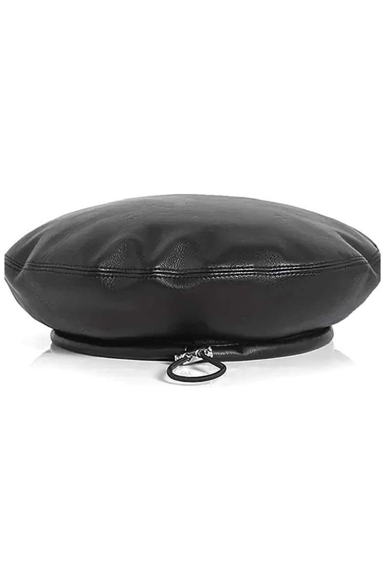 Anya Leather Beret, Alternate, color, Black