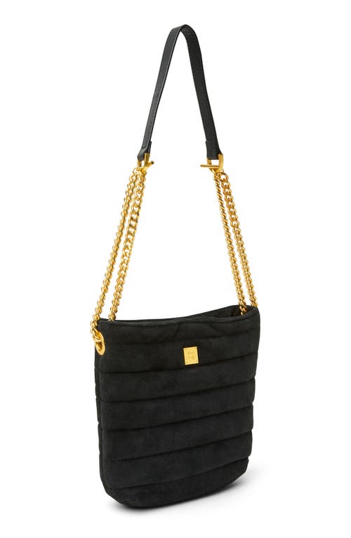Think Royln Dream Stash Quilted Suede Crossbody Bag In Black